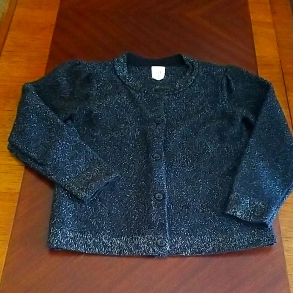 Baby GAP Black Button Down Glitter Cardigan